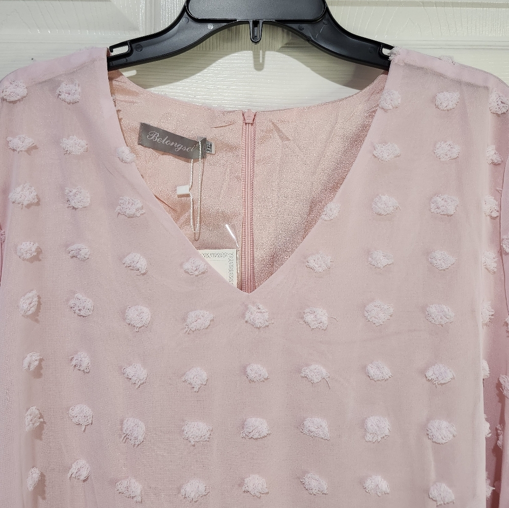 💚 3/$10 Belongsci Pink Textured Dress Size XXL - Picture 9 of 11